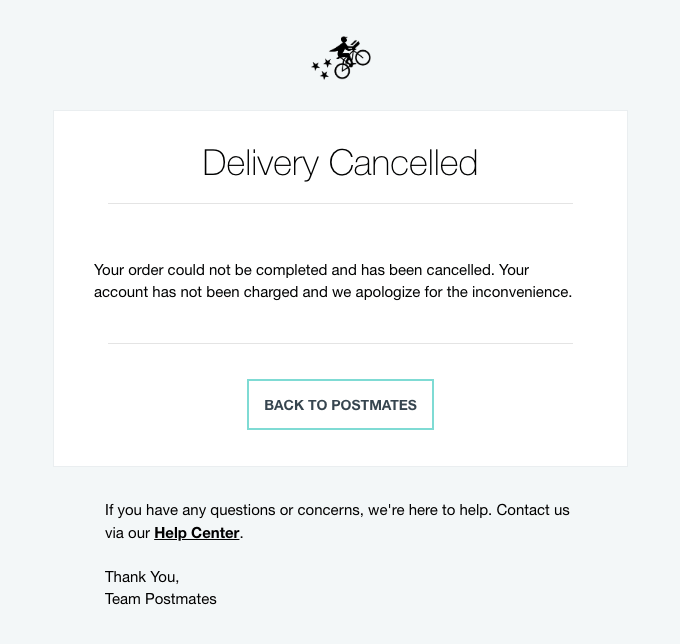 Order canceled email