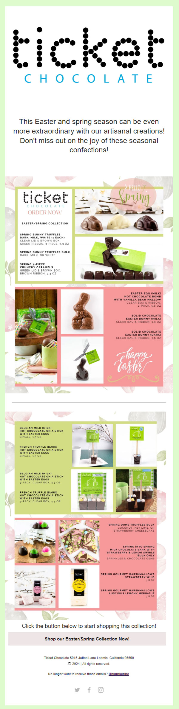Ticket Chocolate- Easter email