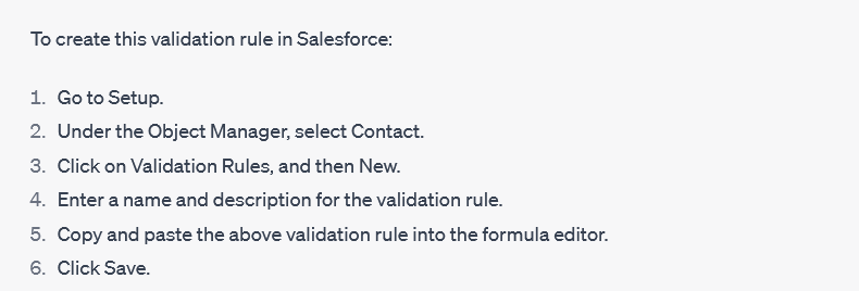 steps to create validation rule
