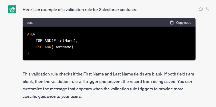 Validation rule Salesforce