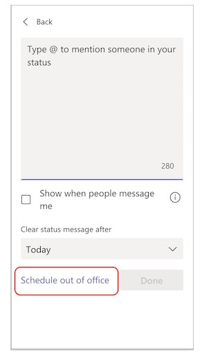 Enabling OOO messages on Microsoft Teams