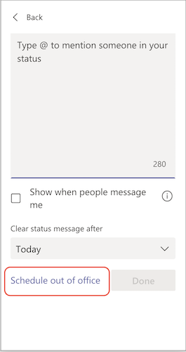 Enabling OOO messages on Microsoft Teams