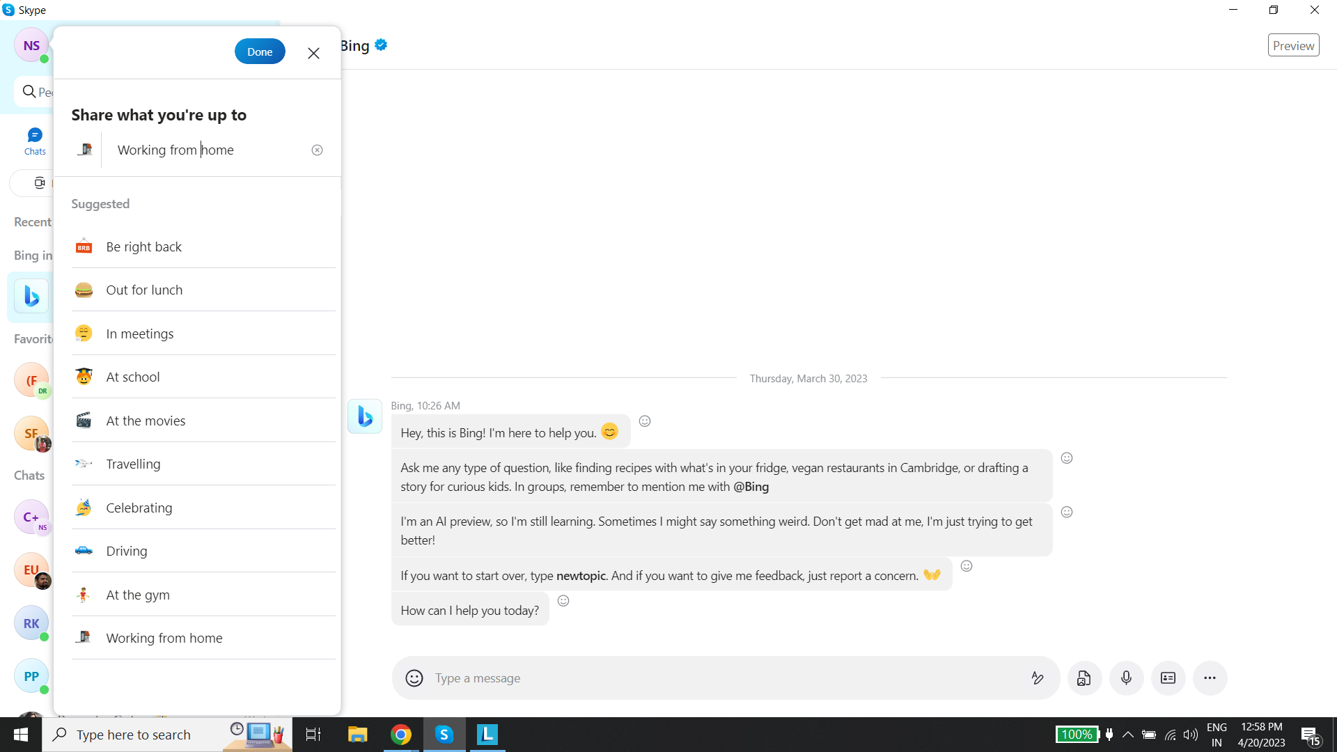 Enabling OOO messages on Skype