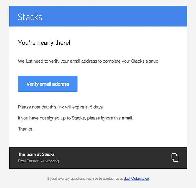 Stacks-verification email
