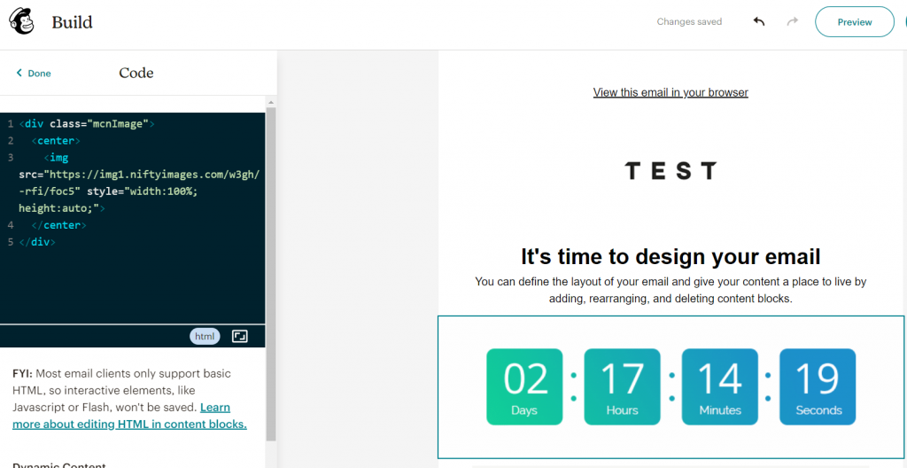 Countdown timer in Mailchimp