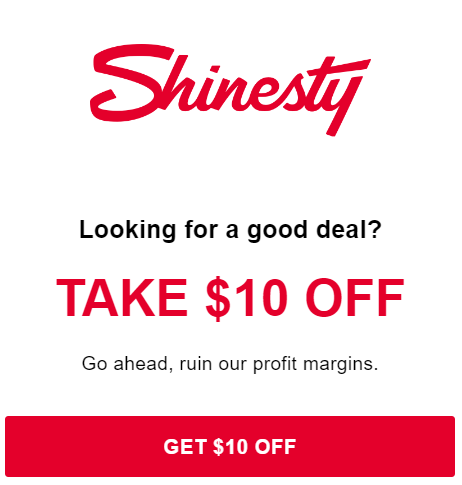 Shinesty discount offer email
