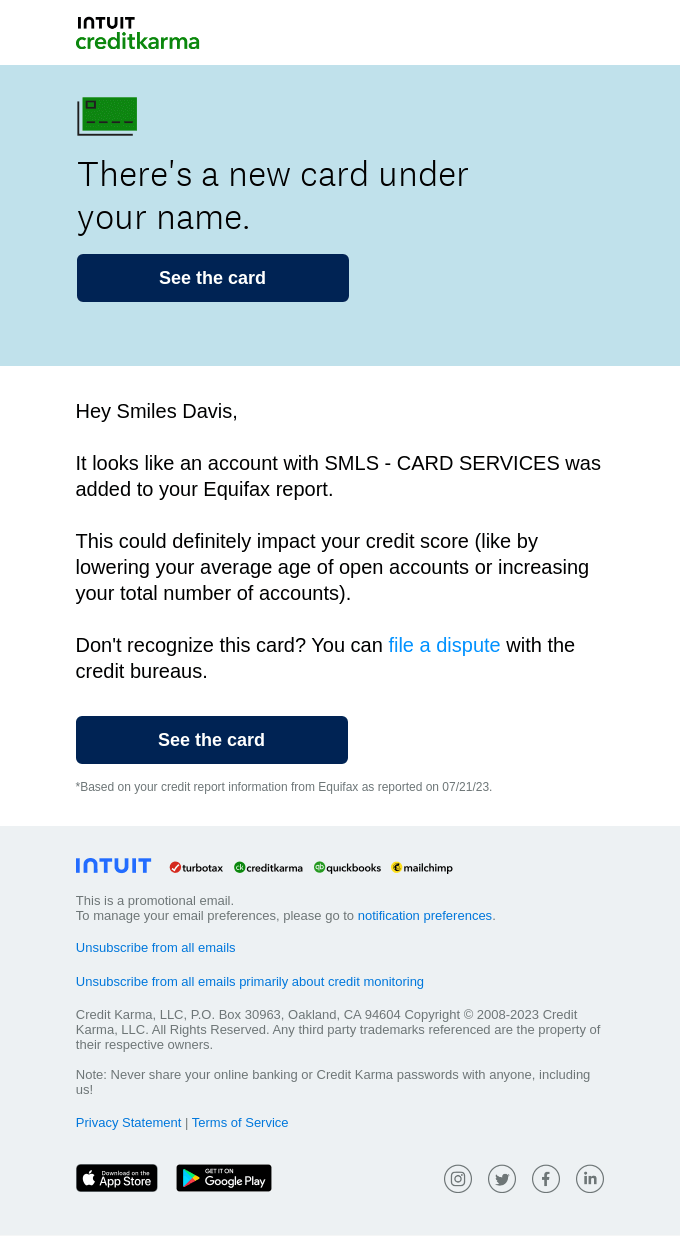 Credit Karma- personalized email