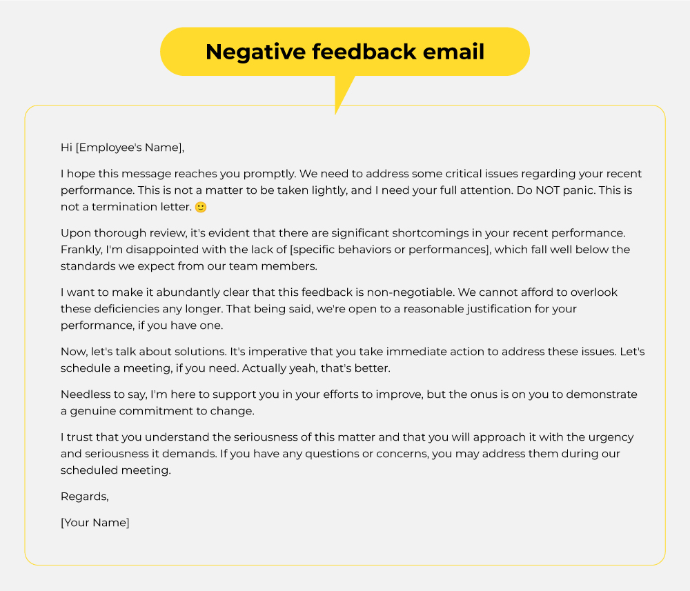 Negative Feedback Email Template