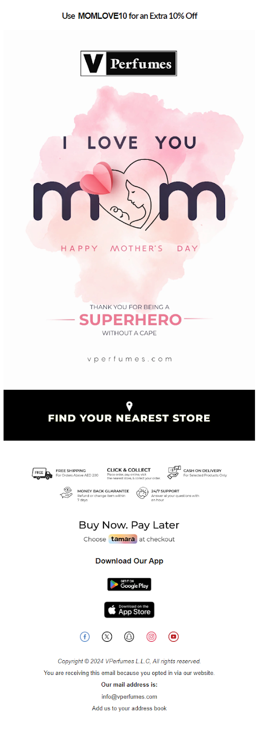 Mother’s Day Emails from V Perfumes