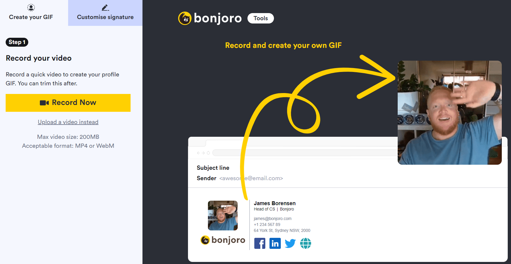 Bonjoro Email Signature Tool