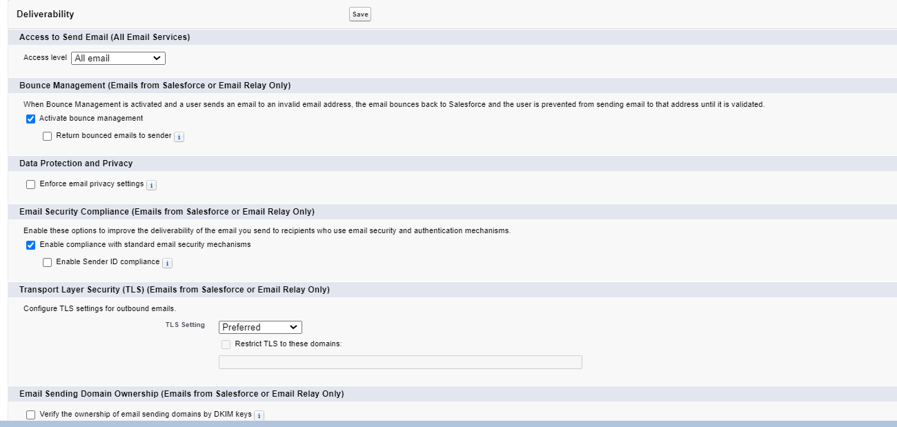 Deliverability Settings