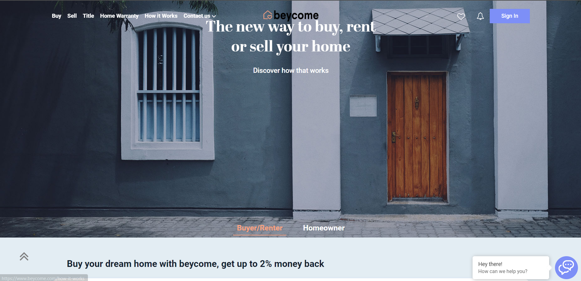 Beycome’s landing page