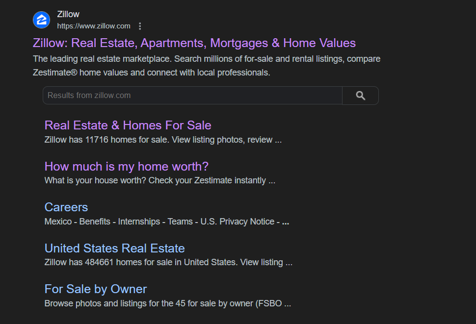 First result for Zillow
