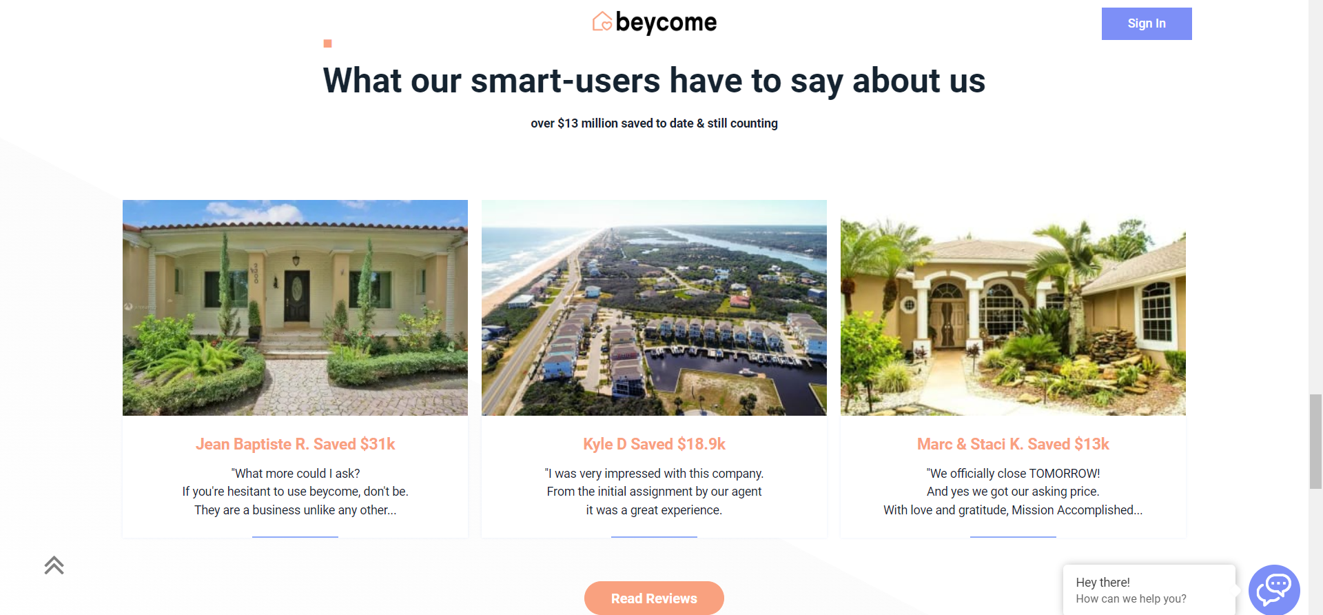 Beycome’s social proof and customer testimonials