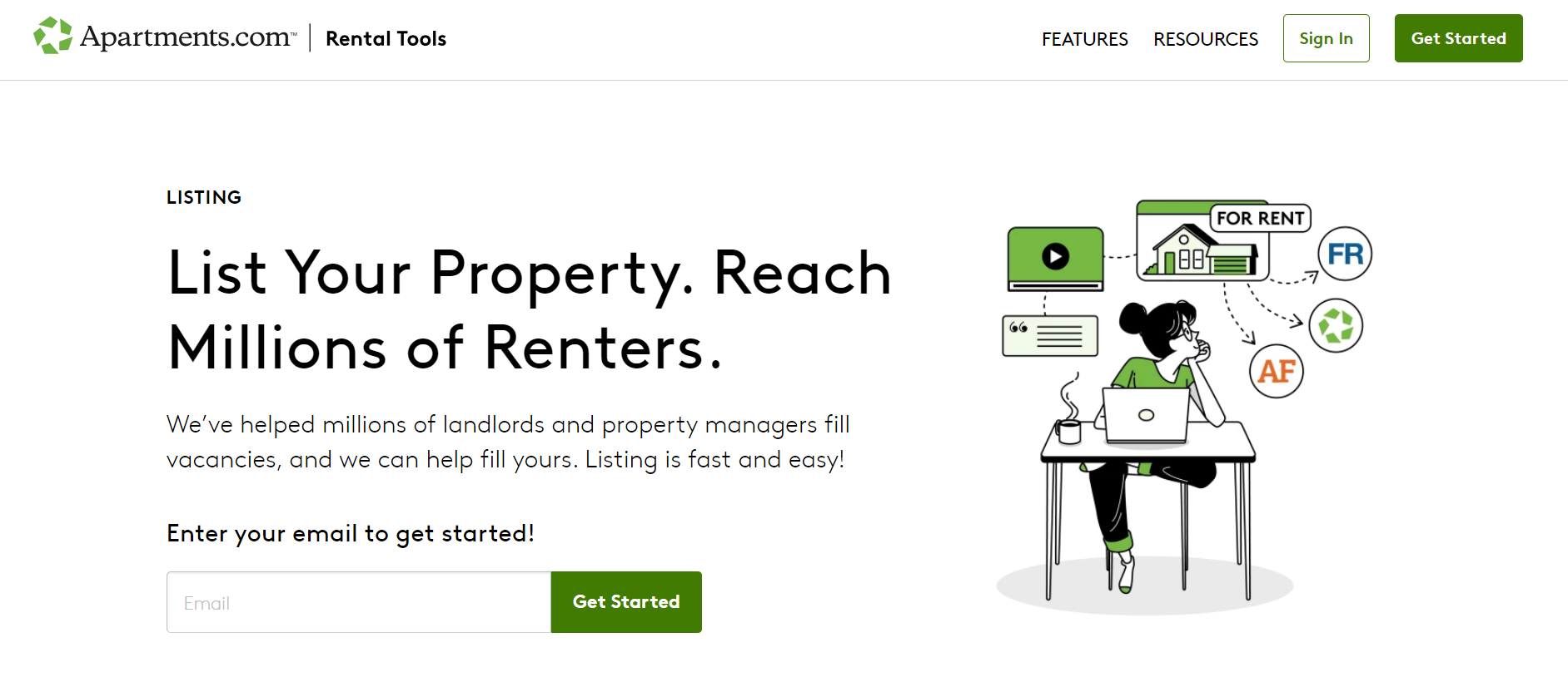 Apartments.com’s landing page