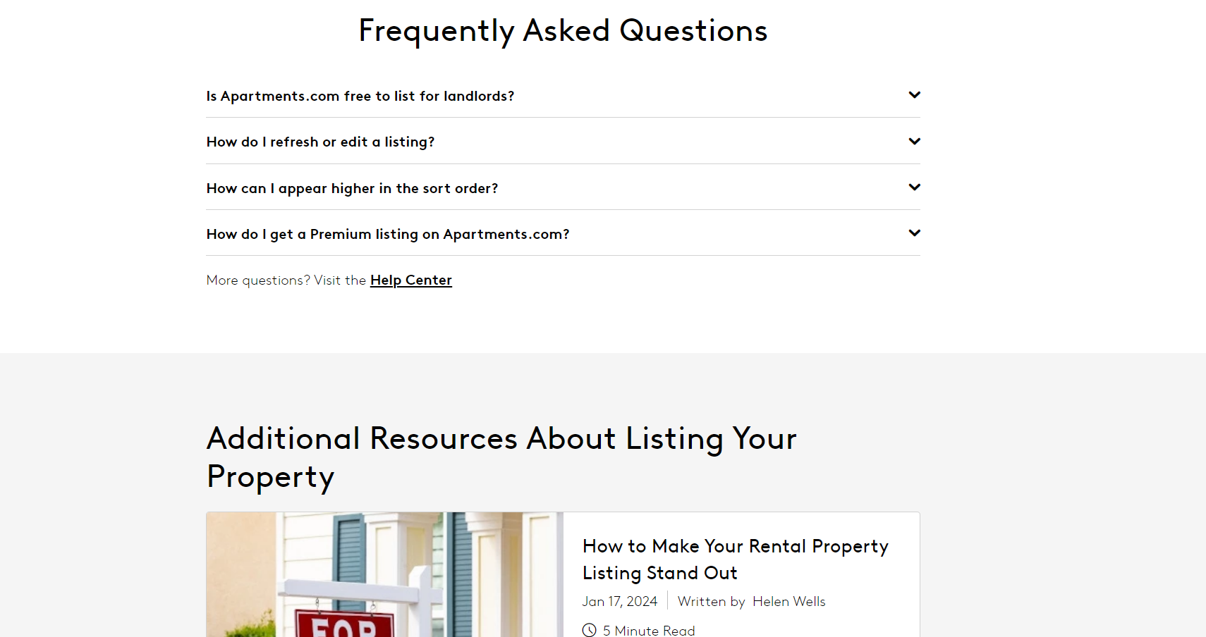 Apartments.com’s FAQ section