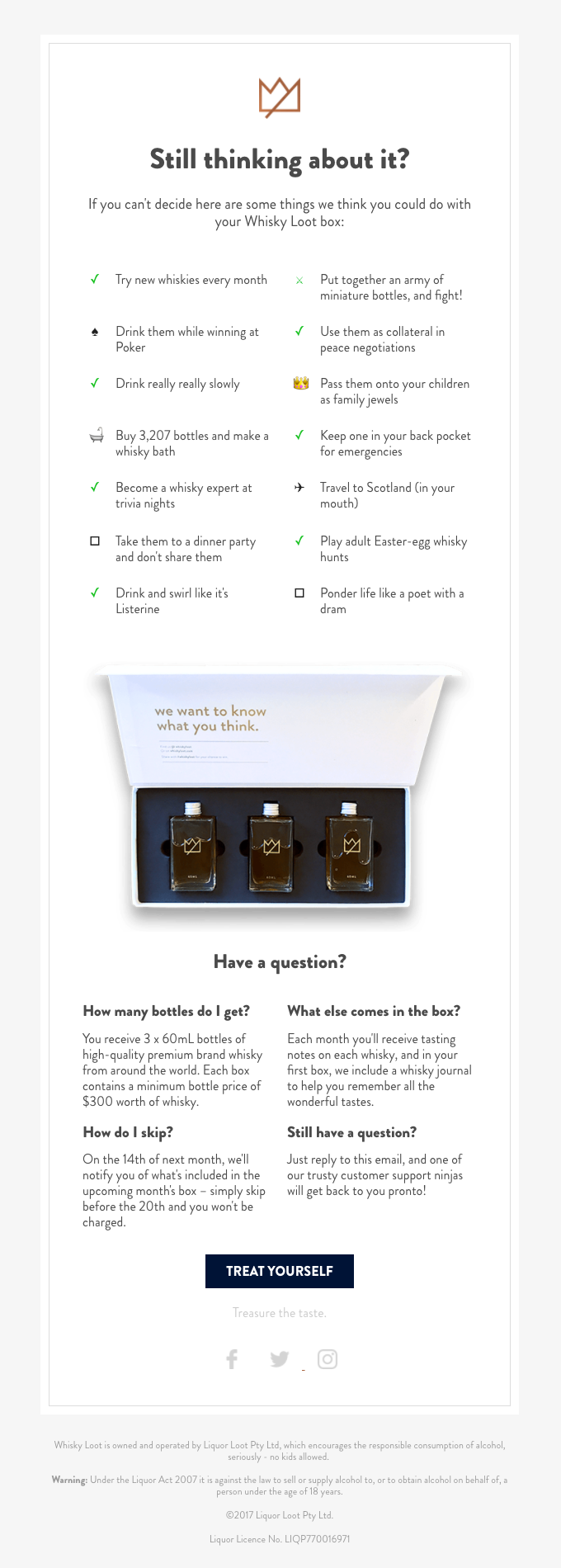 Whisky Loot’s email design