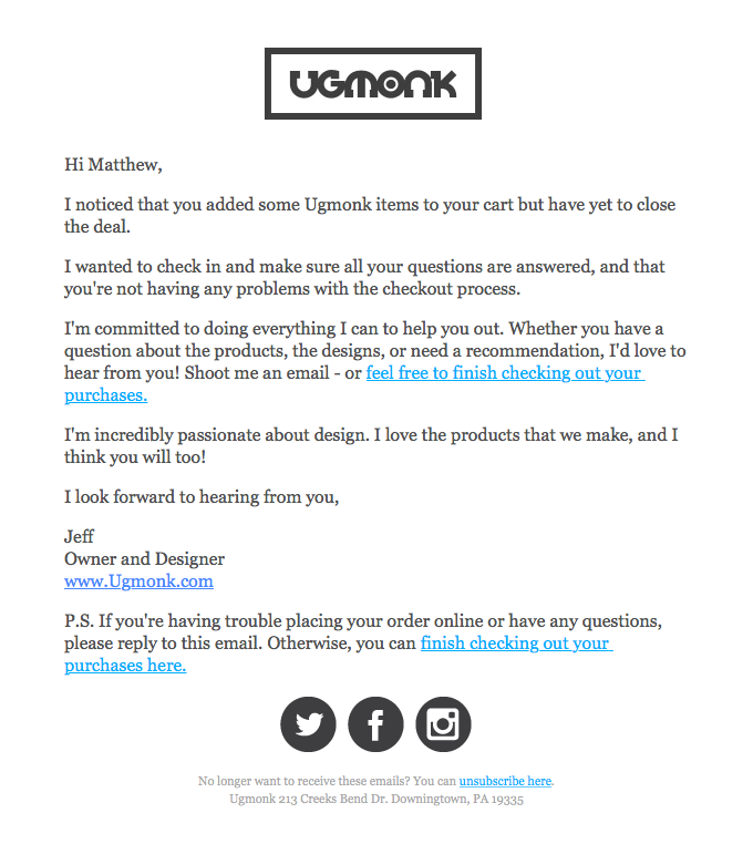 Ugmonk’s email design