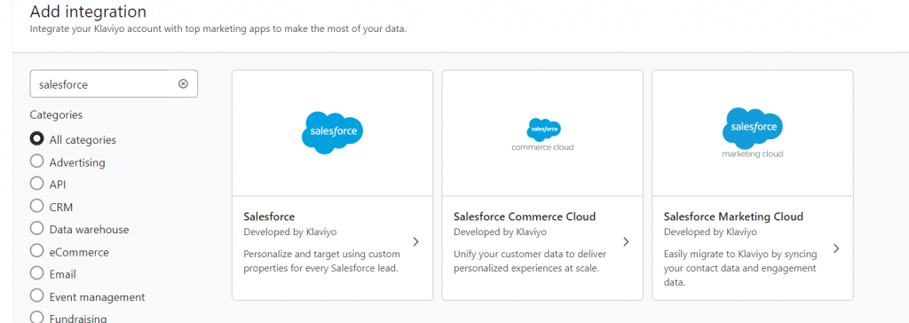 Search for Salesforce in the search box