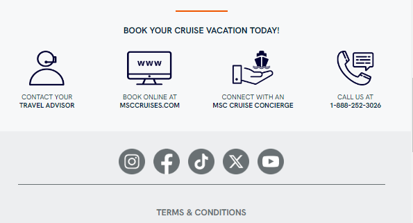 email from MSC Cruises
