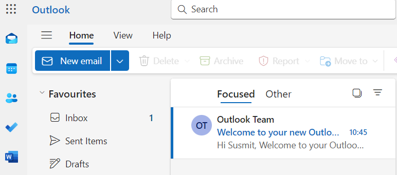 Log in to MS Outlook