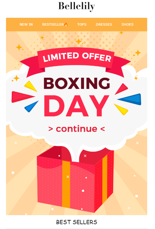 Boxing Day email from Bellelily