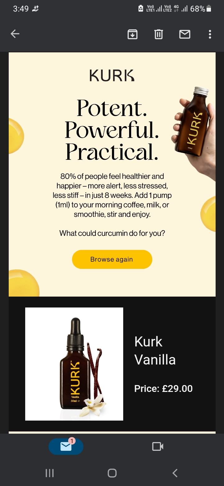mobile-optimized email and landing page from Kurk