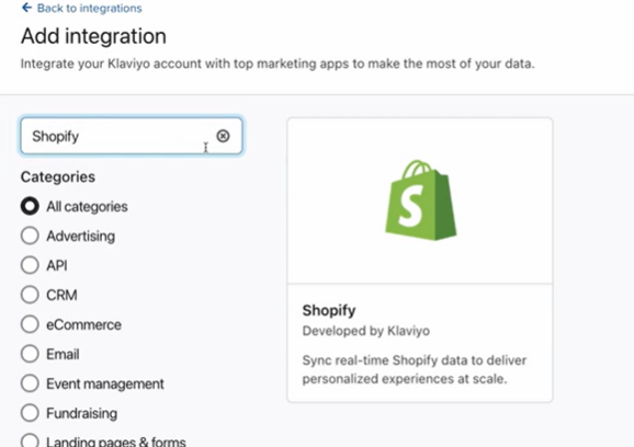 Integration settings page