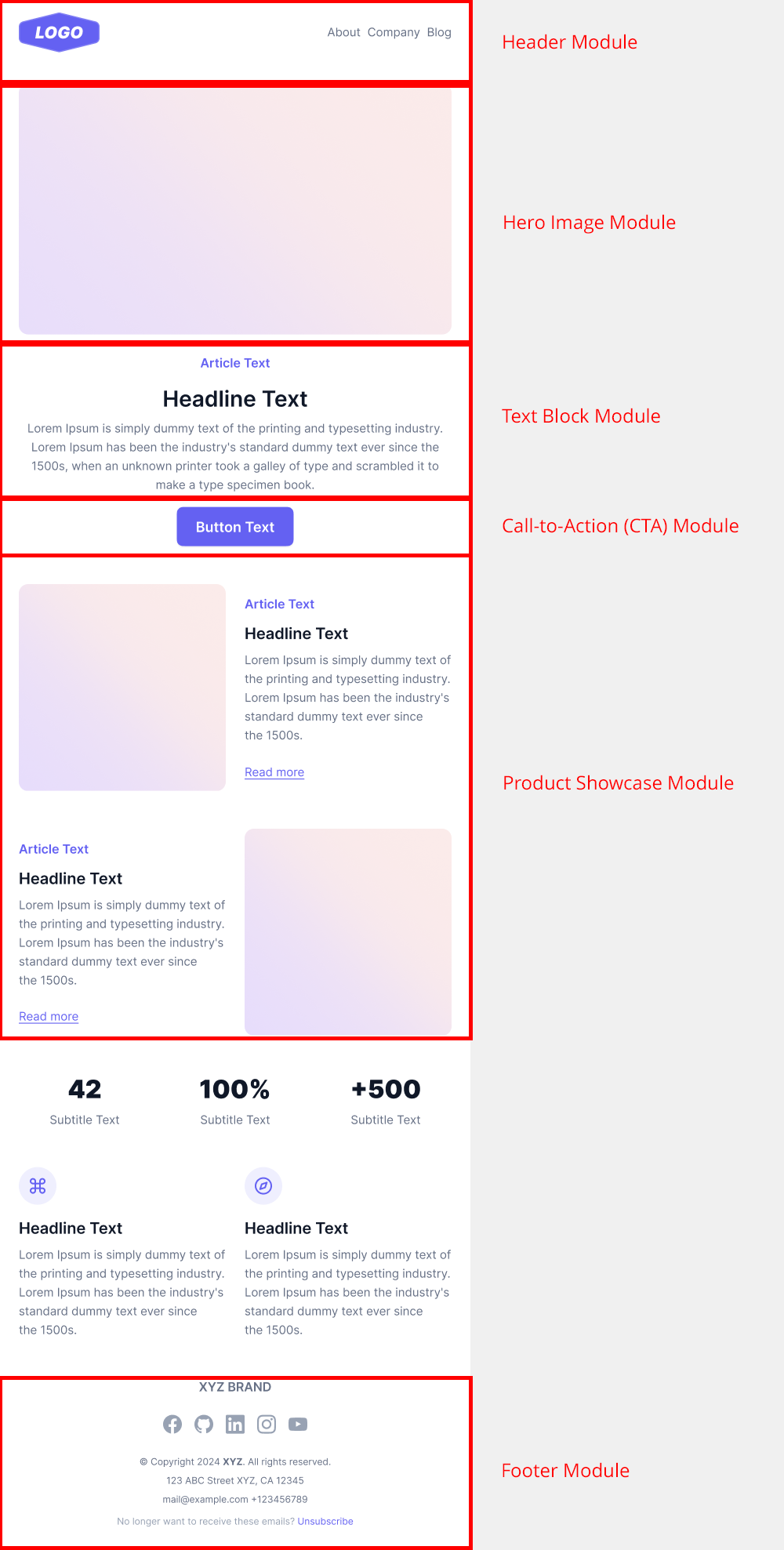 modular email template
