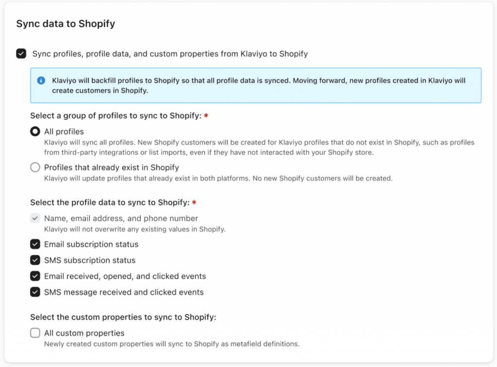 Syn data to shopify