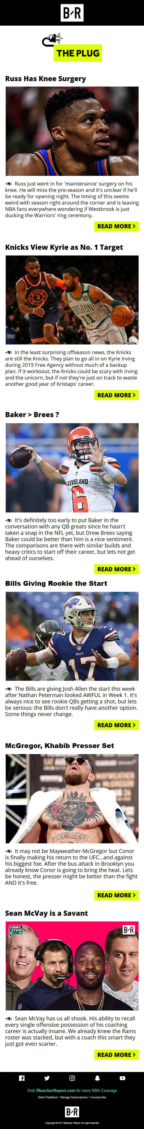 Newsletters for Bleacher Report