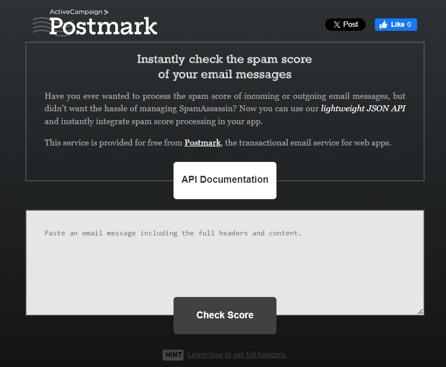 Spam Check by Postmark