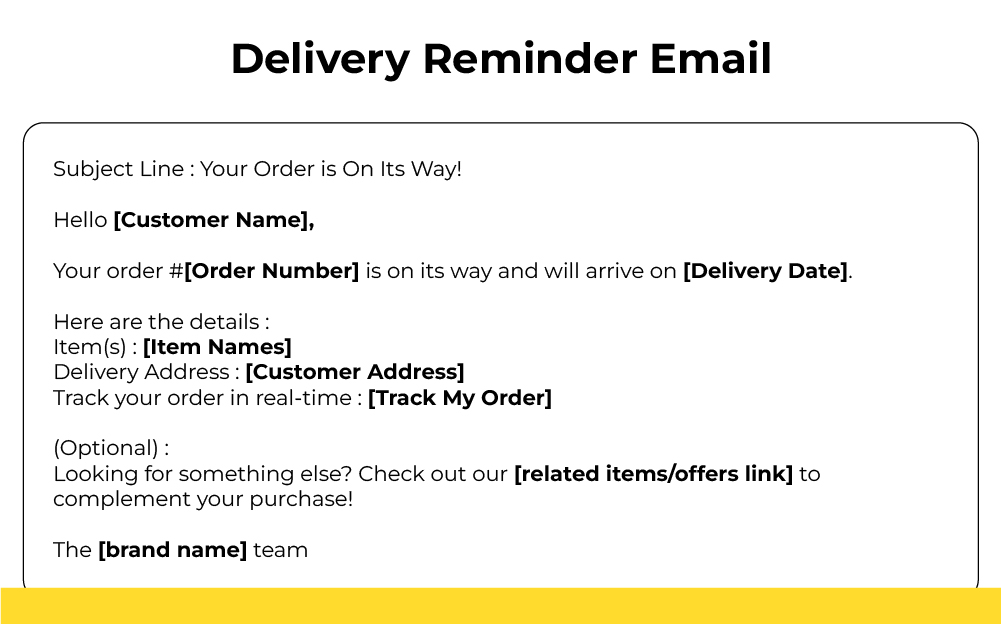 Delivery Reminder Email