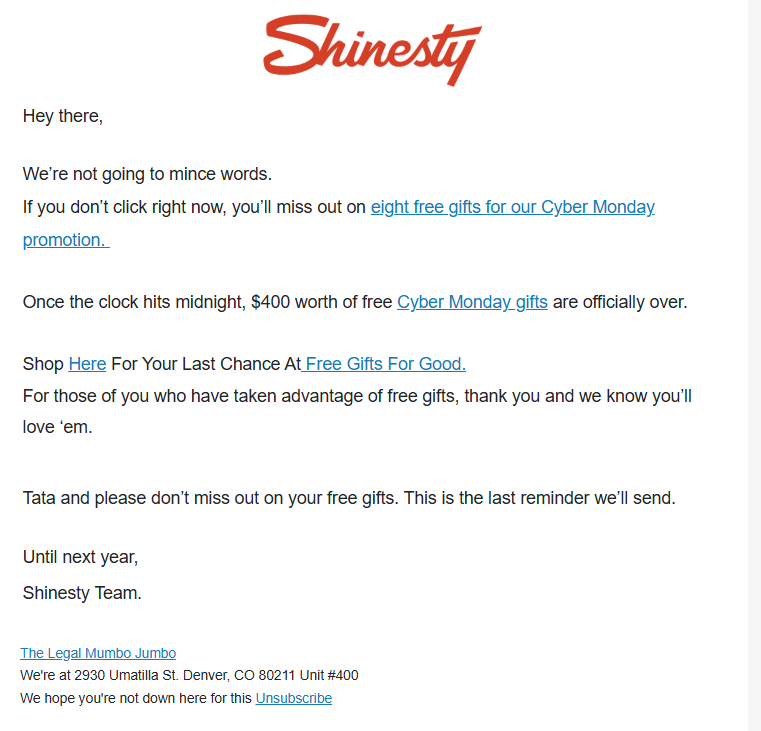 Shinesty Reminder Emails
