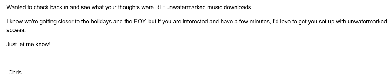 Musicbed Reminder Emails