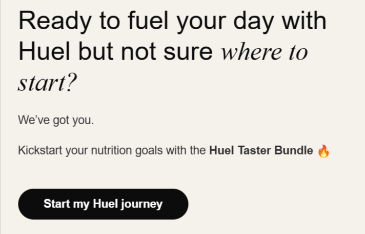 Huel’s email CTA 