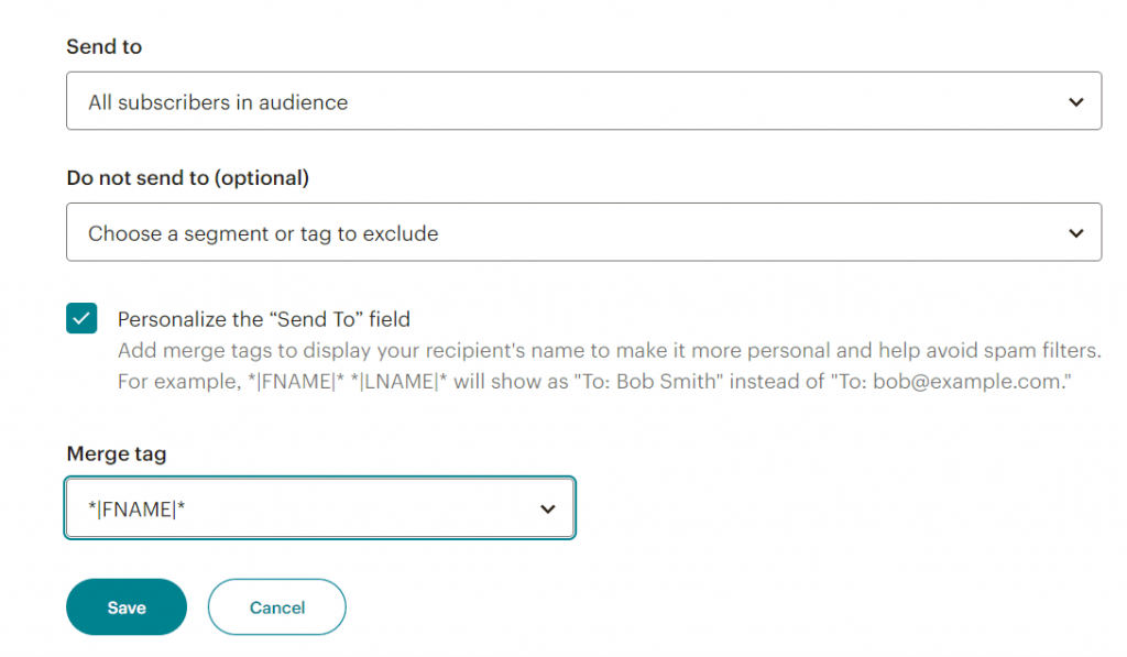 Personalize the “Send To” field
