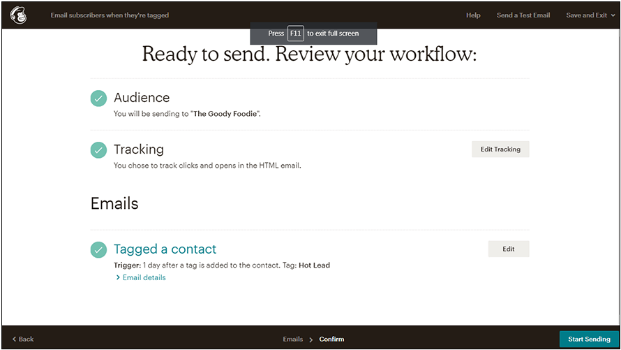 Mailchimp provides the option to add tags